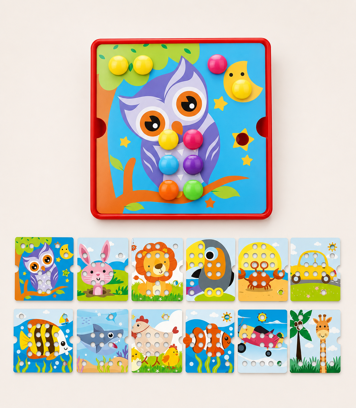 Jeu de mosaïque à picots colorés