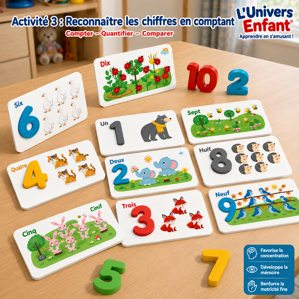 Puzzle Montessori des chiffres en bois