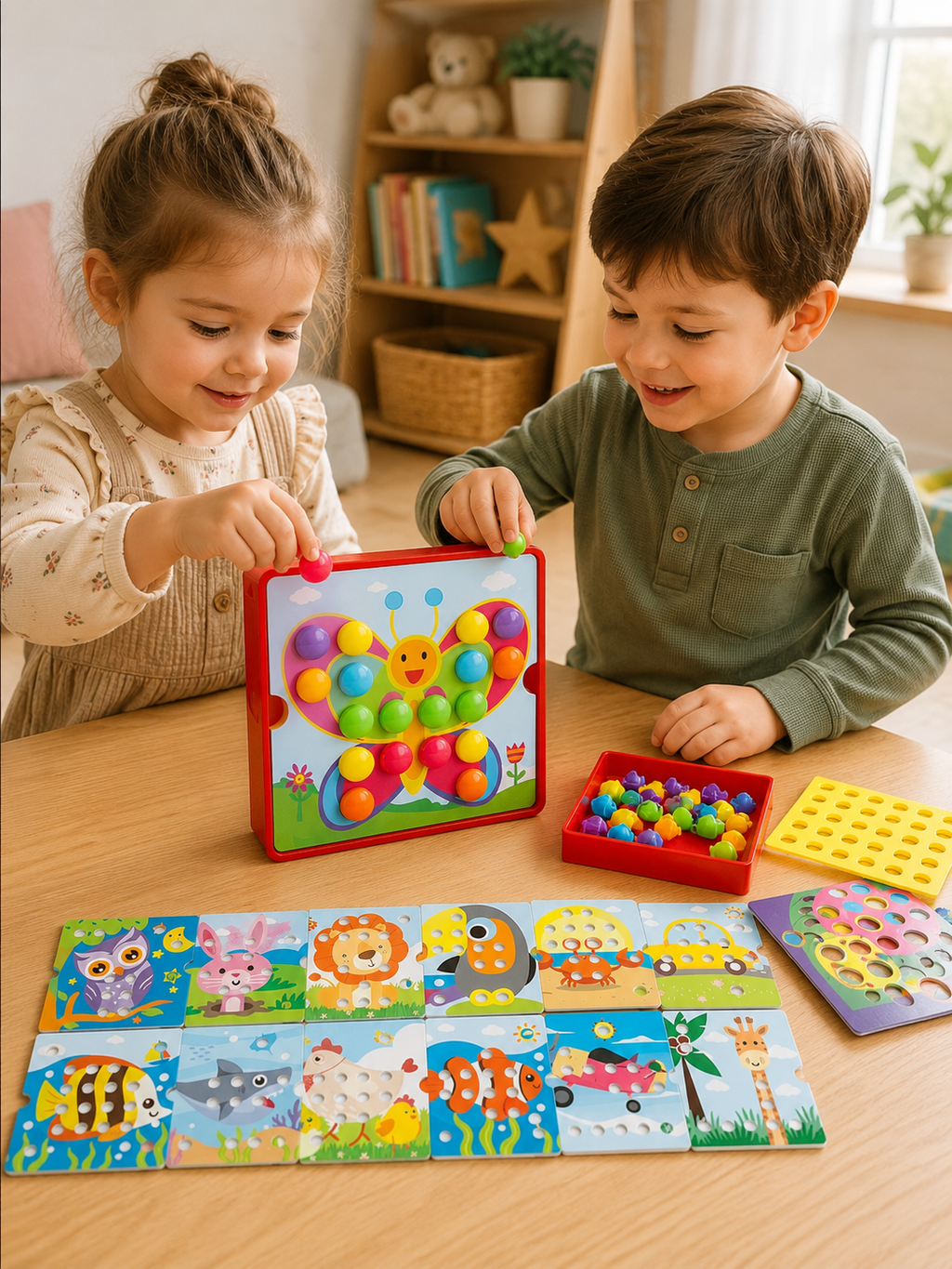 Jeu de mosaïque à picots colorés