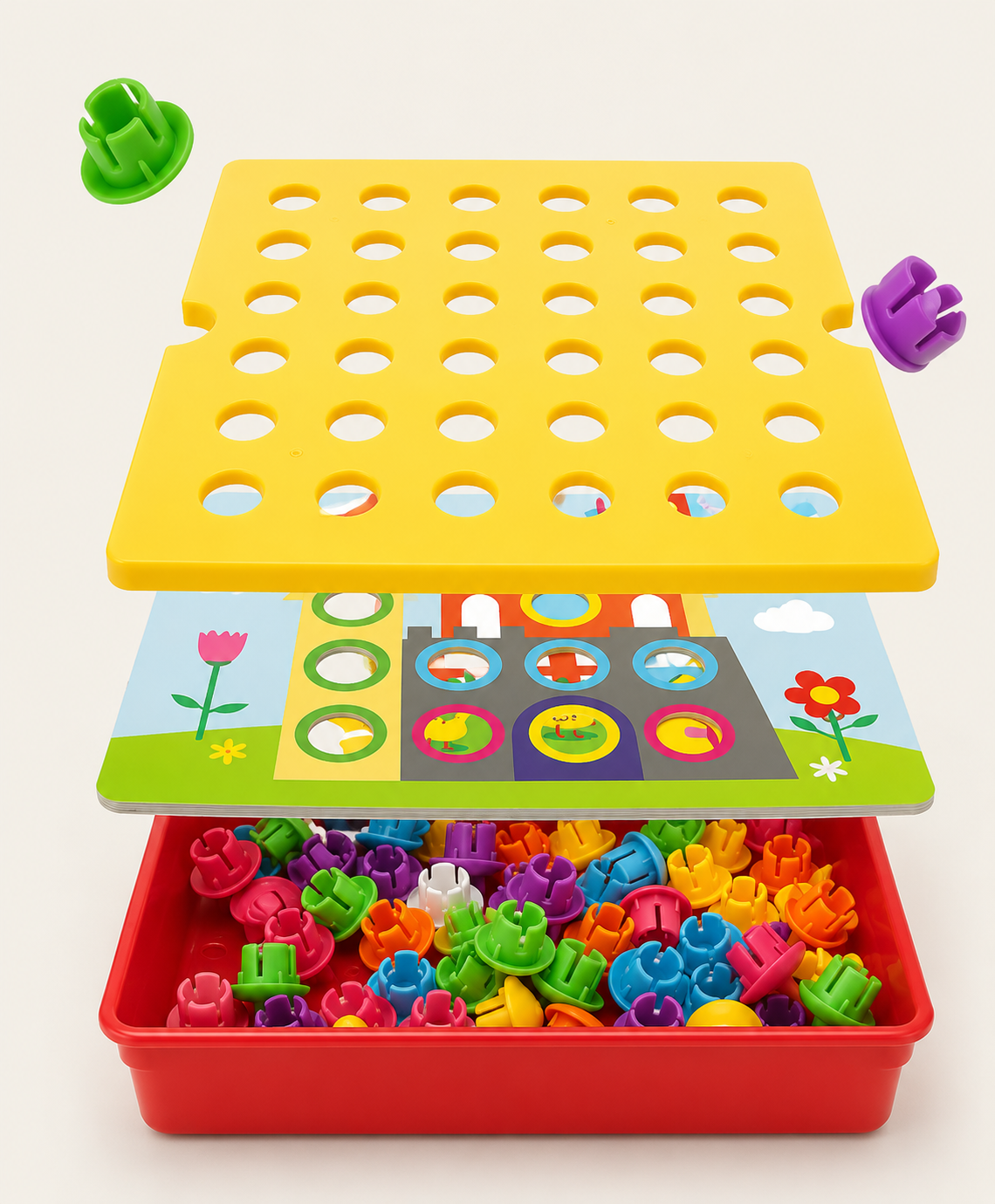 Jeu de mosaïque à picots colorés