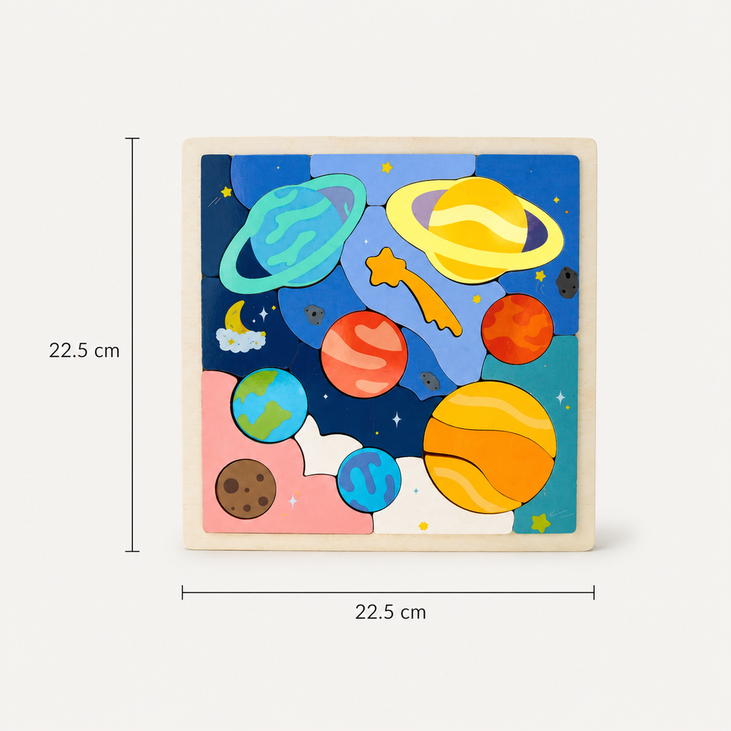 Puzzle Montessori en bois – Système solaire