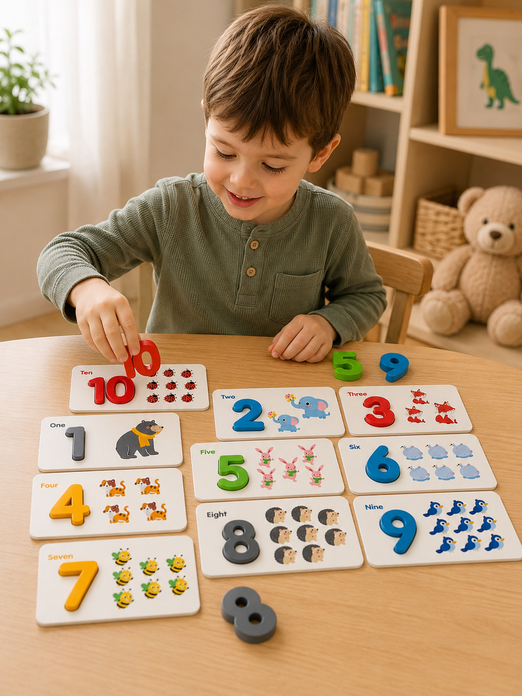 Puzzle Montessori des chiffres en bois