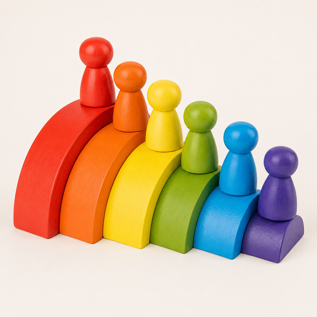 Arc-en-ciel Montessori en bois avec figurines