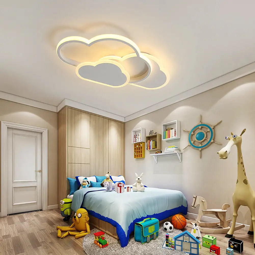 Détail abat-jour acrylique plafonnier nuage LED 32W – Espace Enfant