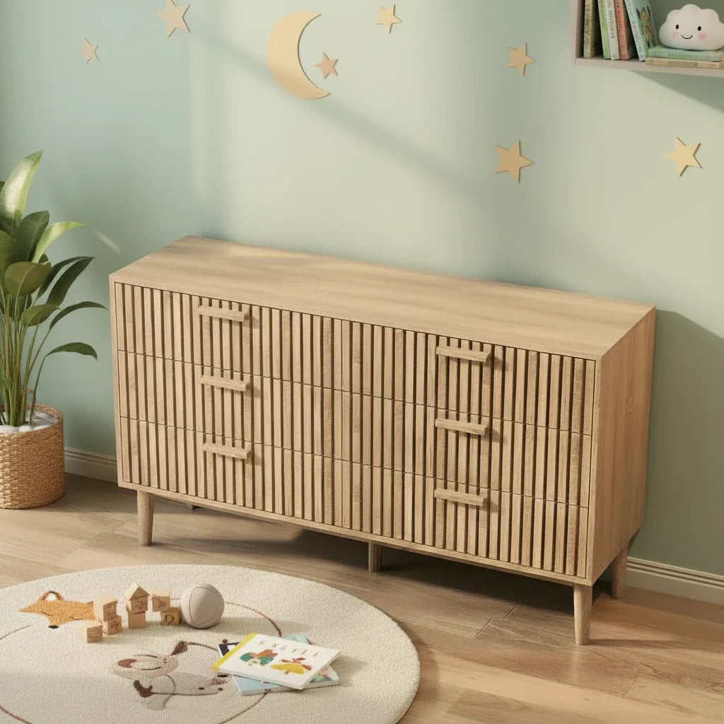 Commode 6 tiroirs chambre enfant en bois - Espace Enfant