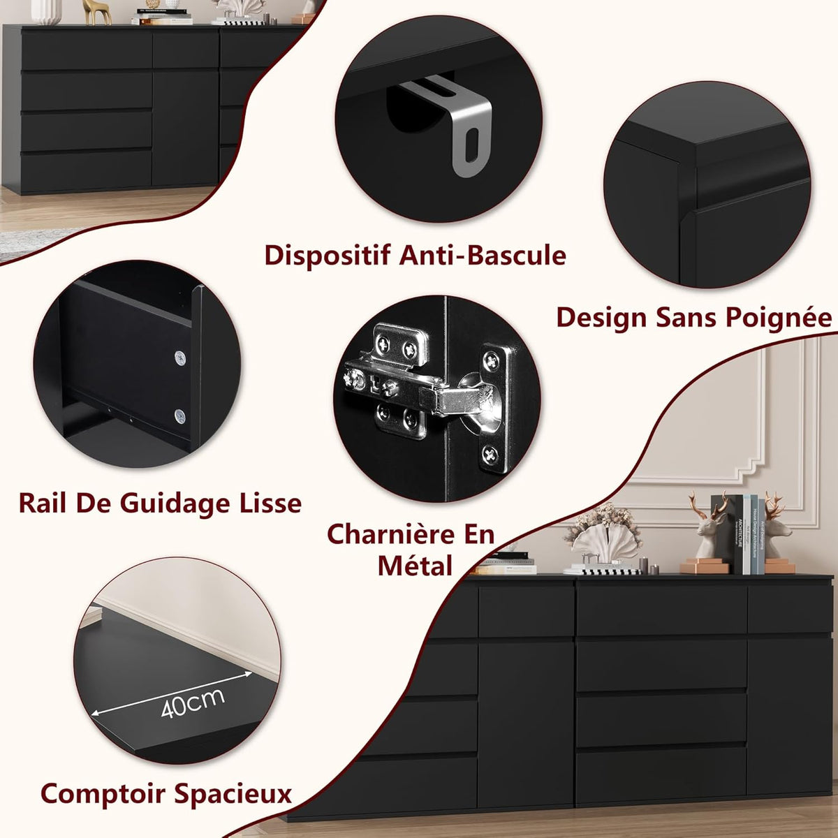 Commode noir moderne - Espace enfant