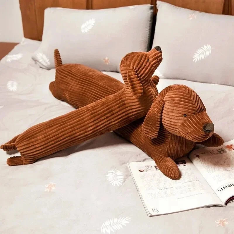 Coussin chien saucisse marron lit - espace enfant