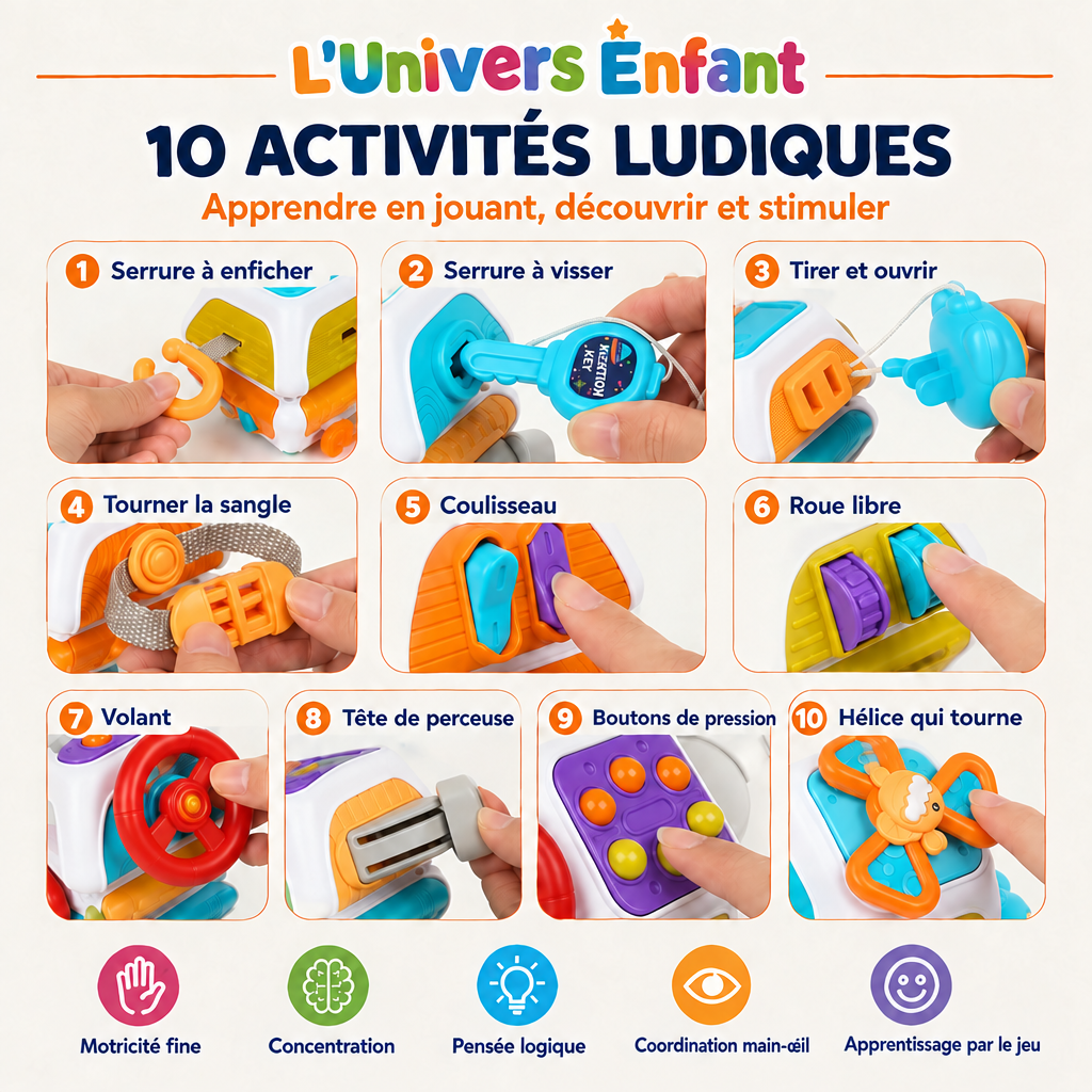 Cube d’activités Montessori pour bébé