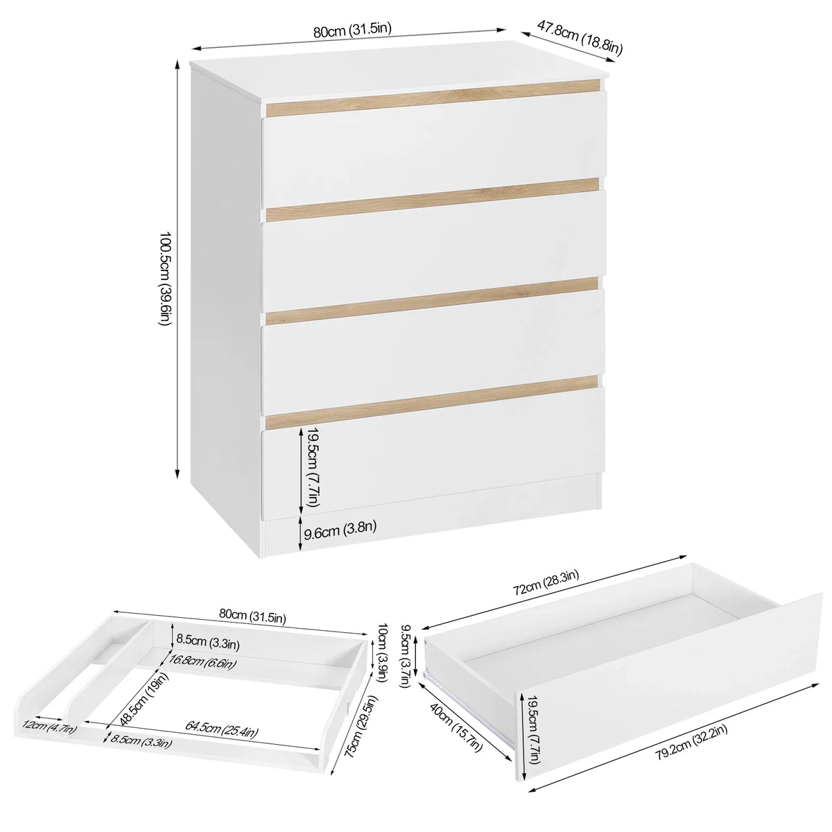 Dimensions commode bébé - Espace Enfant