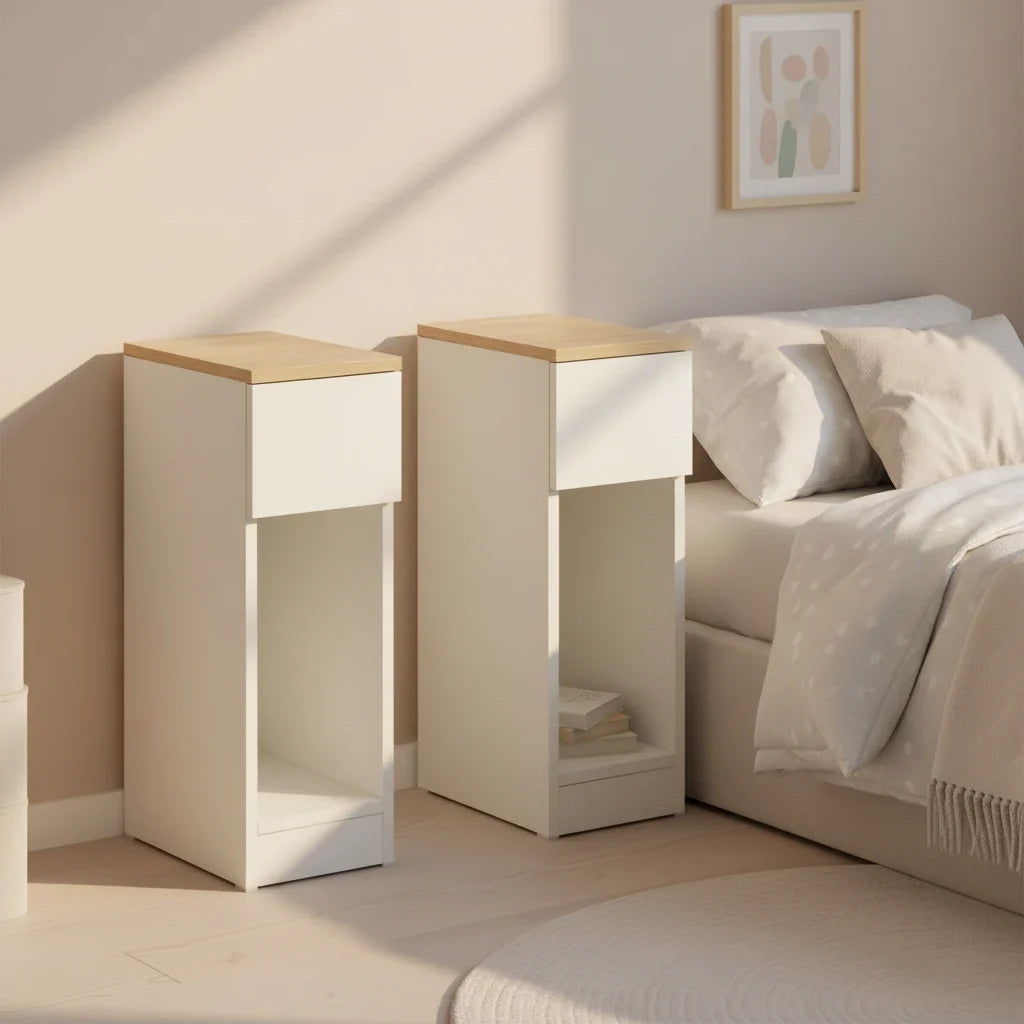 Duo table de nuit blanche - Espace Enfant