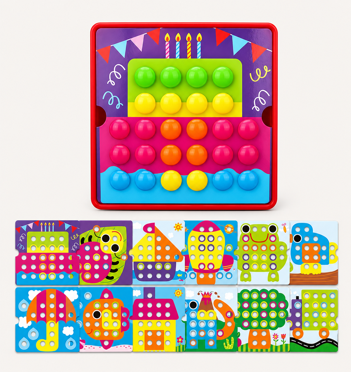 Jeu de mosaïque à picots colorés