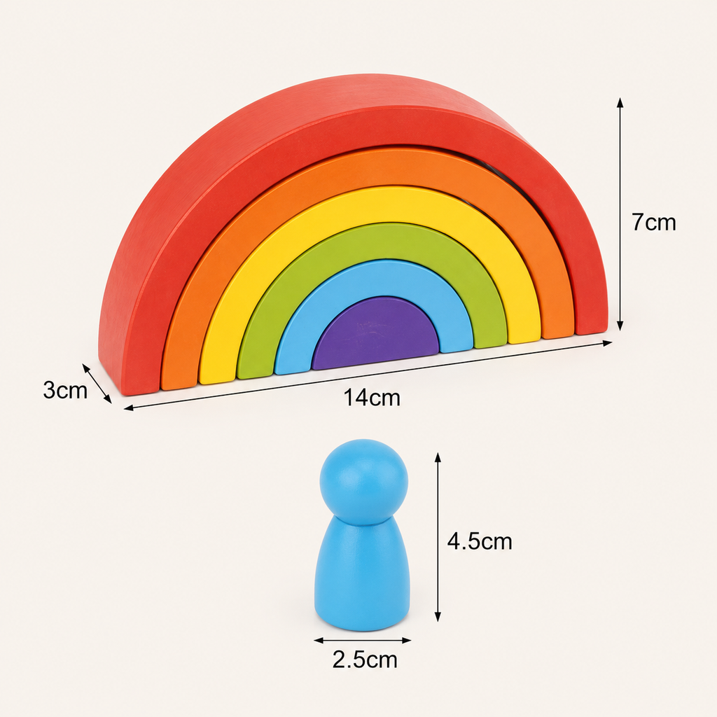 Arc-en-ciel Montessori en bois avec figurines