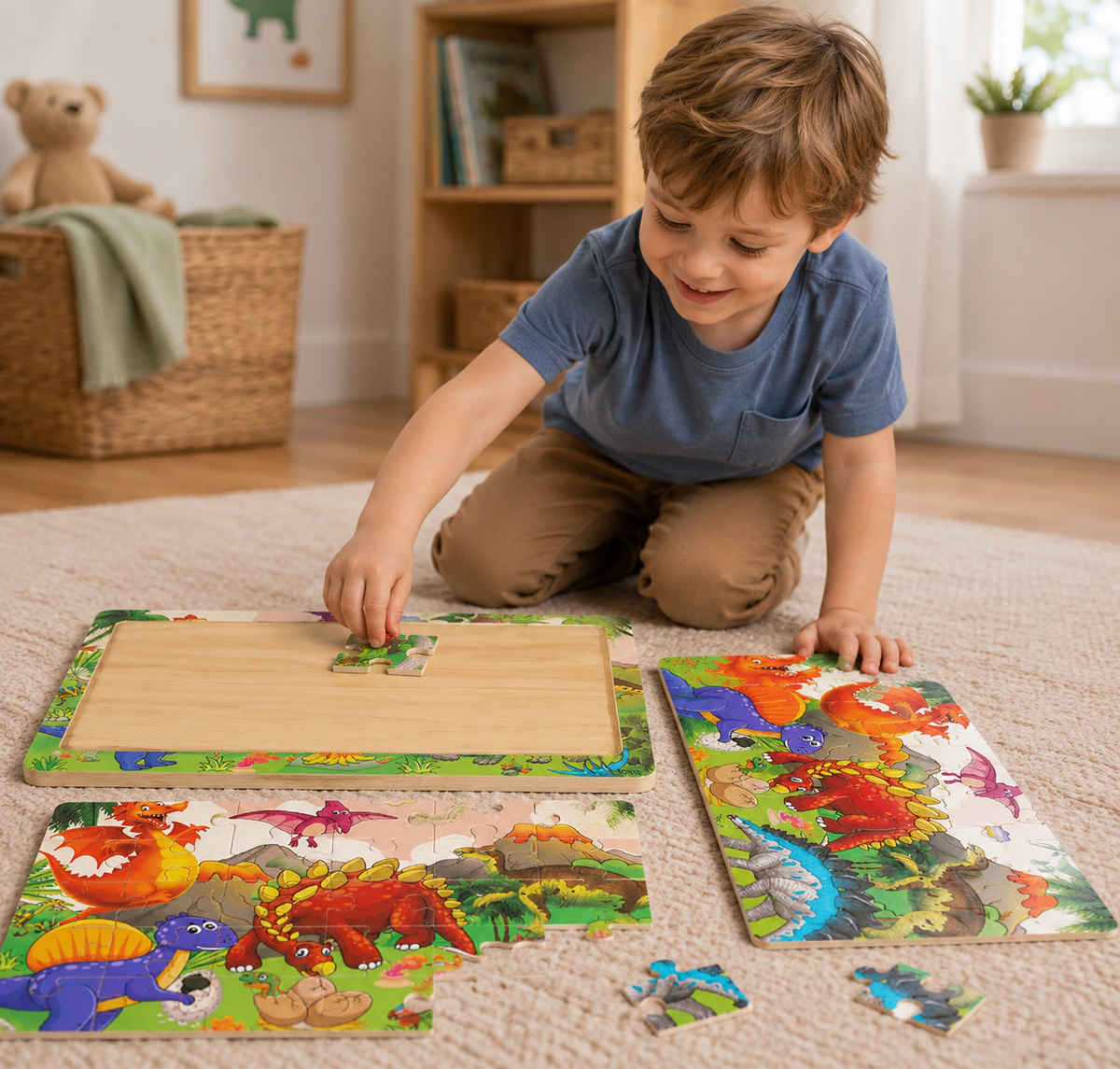 Puzzle en bois pour enfant – 30 pièces, motifs au choix