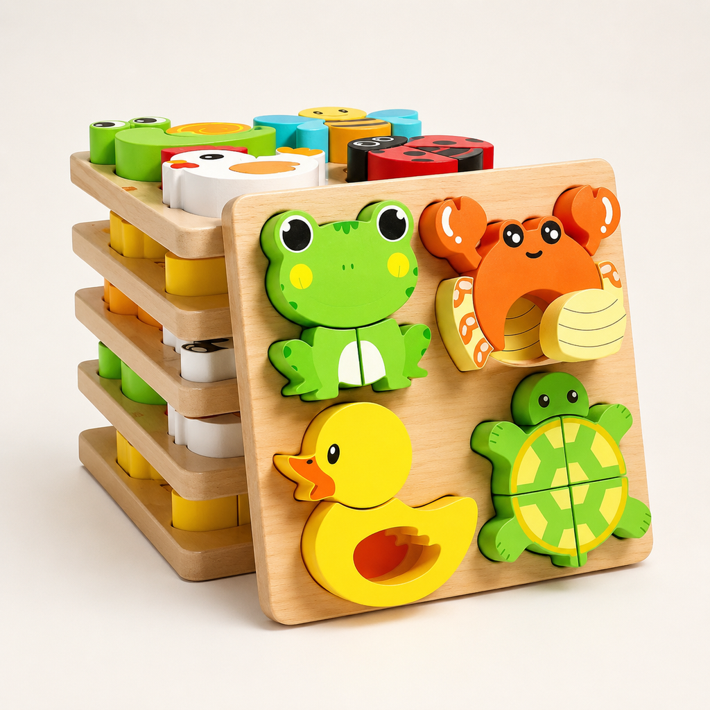 Puzzles à encastrer en bois – Lot de 4