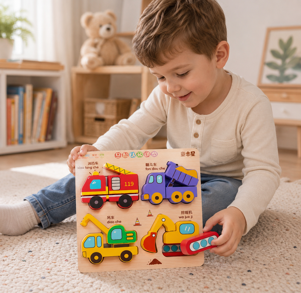 Puzzles à encastrer en bois – Lot de 4