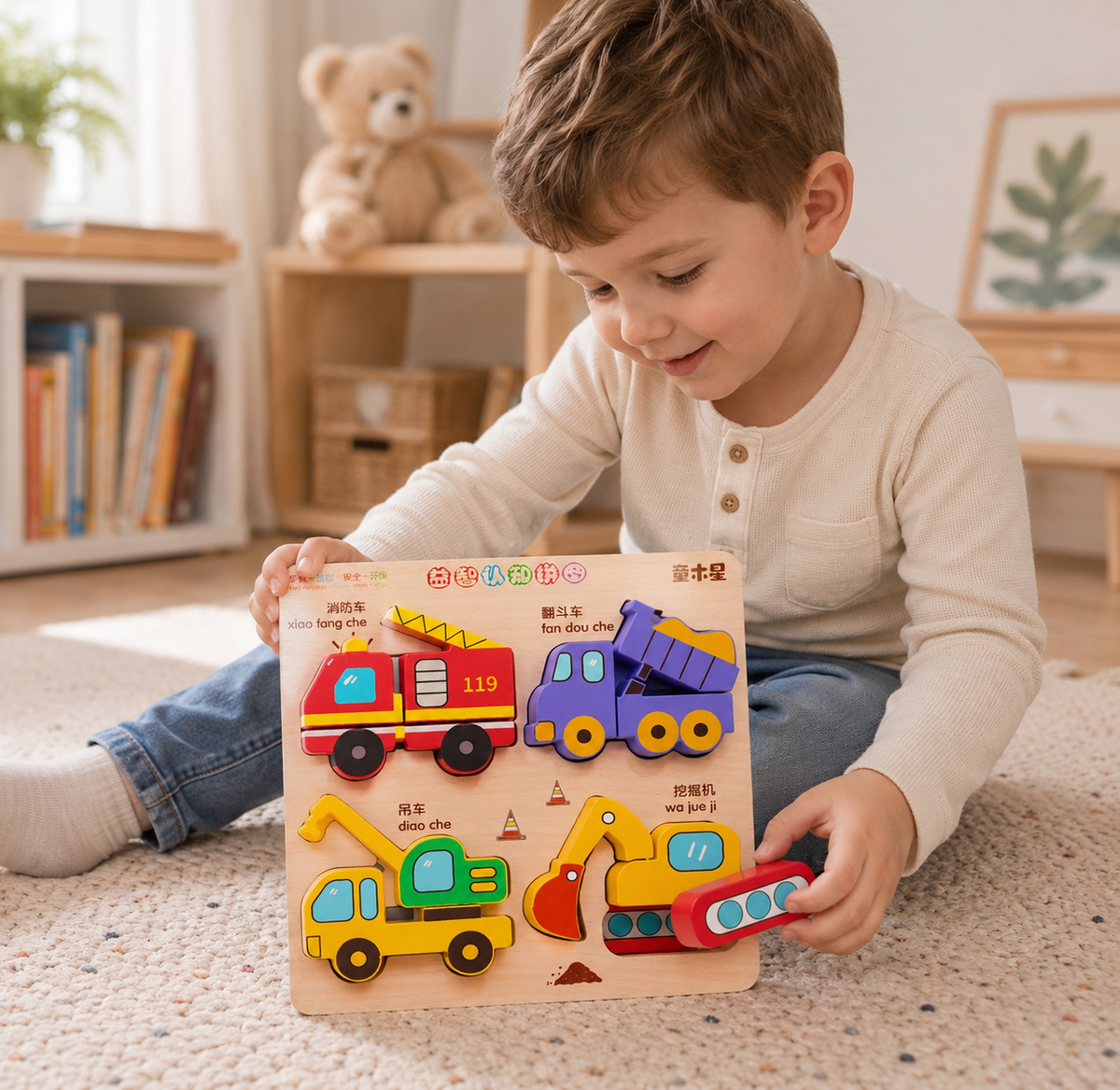 Puzzles à encastrer en bois – Lot de 4