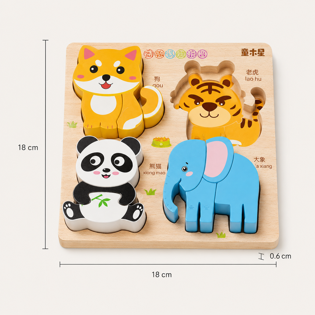 Puzzles à encastrer en bois – Lot de 4
