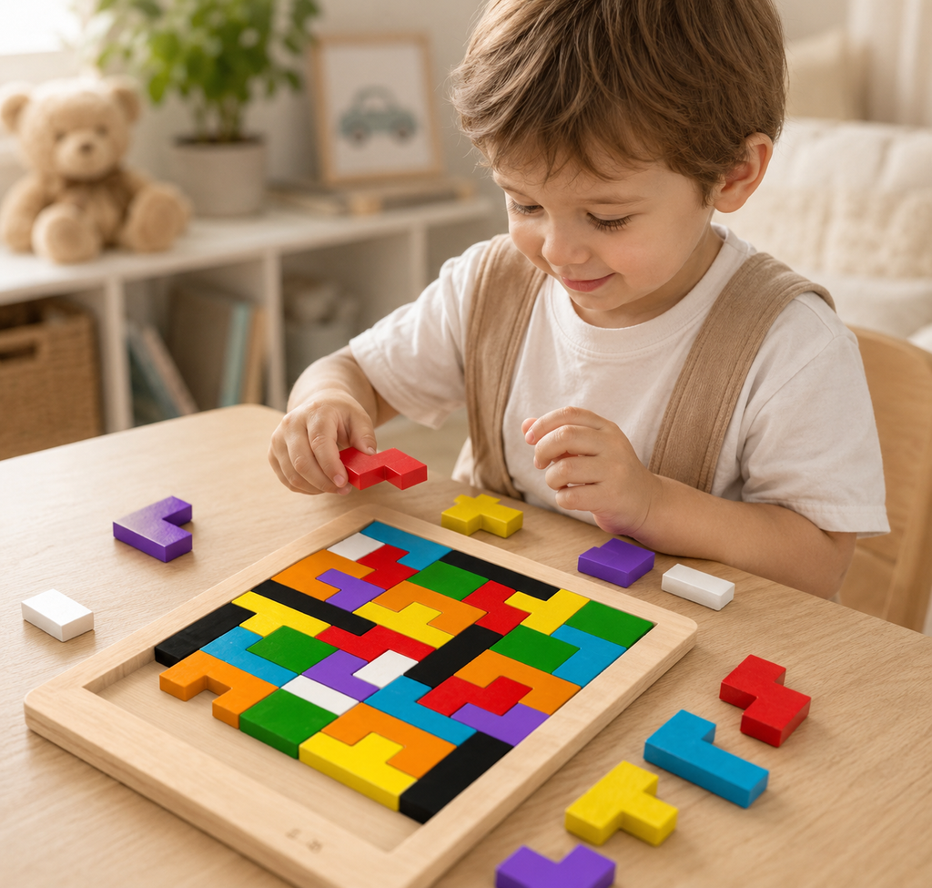 Tangram magnétique en bois – Jeu de formes