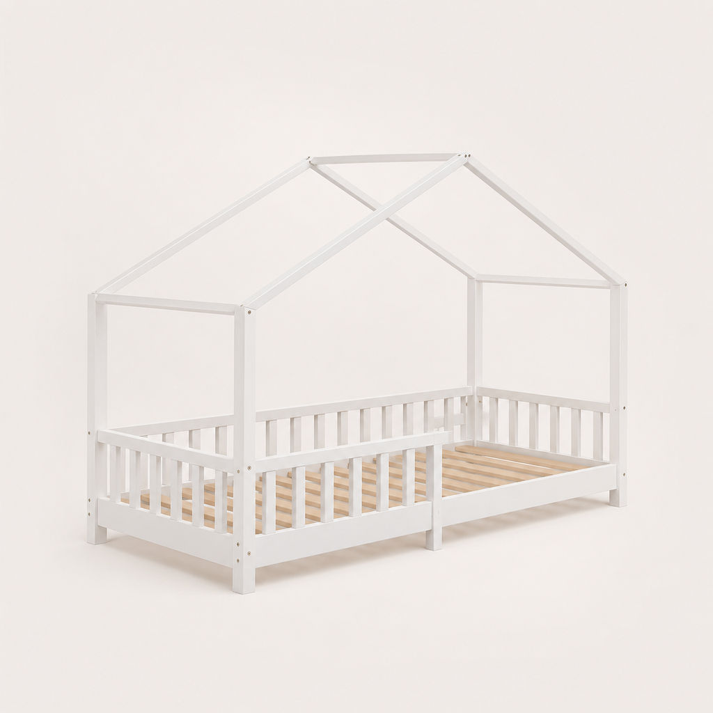 Lit cabane Montessori avec barrière de sécurité – 90 x 200 cm