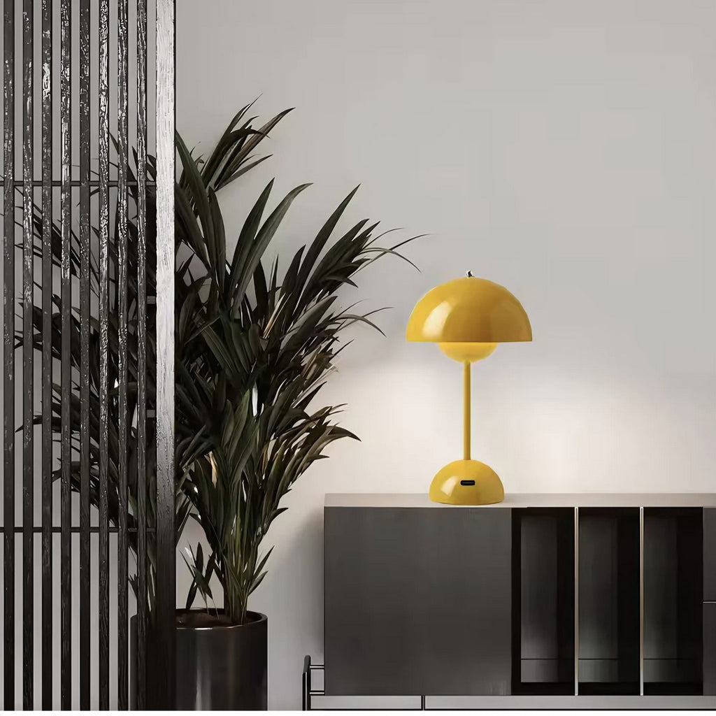 Lampe de chevet champignon chambre jaune - Espace enfant
