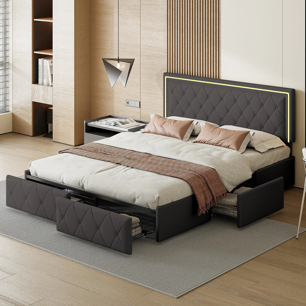 Lit coffre gris - Espace Enfant