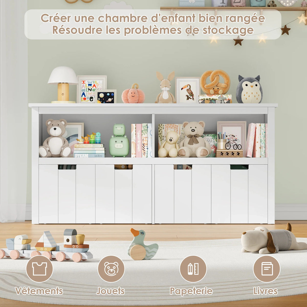 Meuble de rangement blanc détail - Espace Enfant