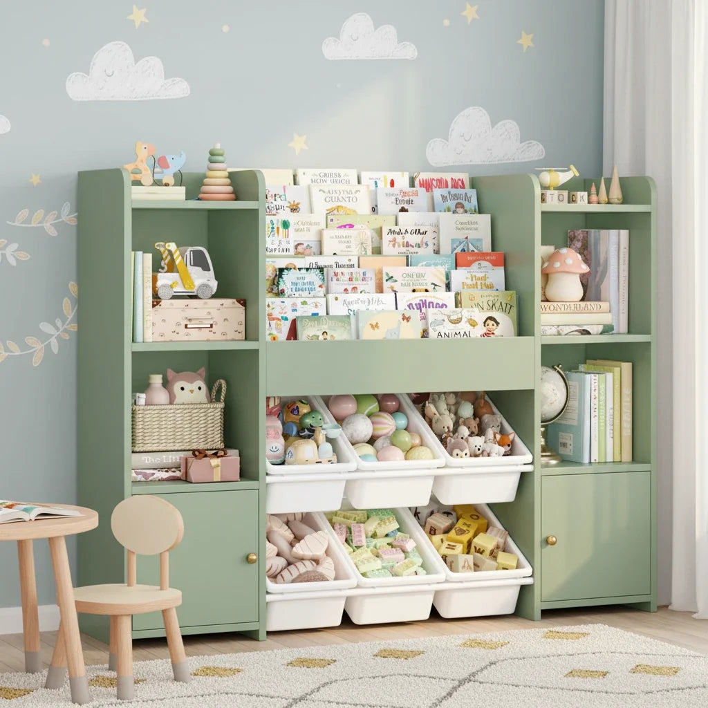 Meuble de rangement jouet enfant/bébé vert -Espace Enfant