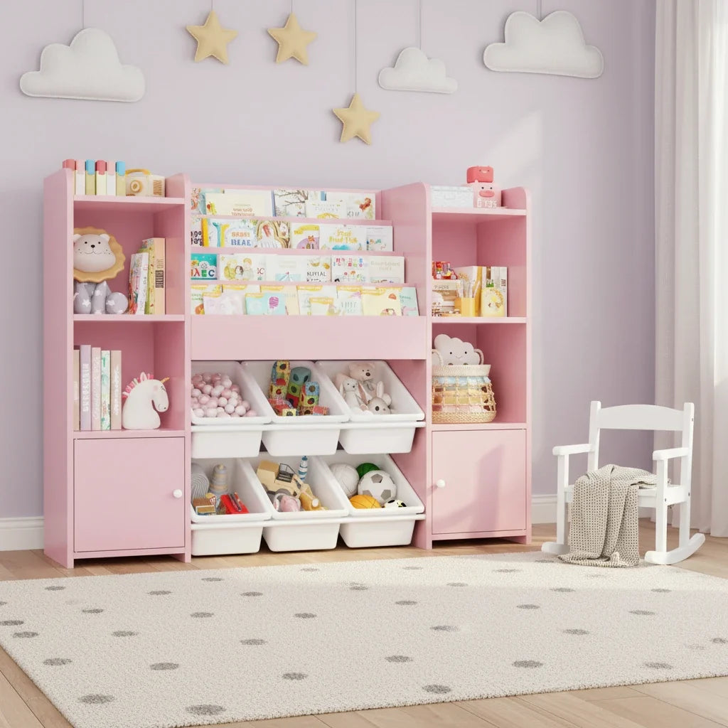 Coffre à jouet rose -Espace Enfant