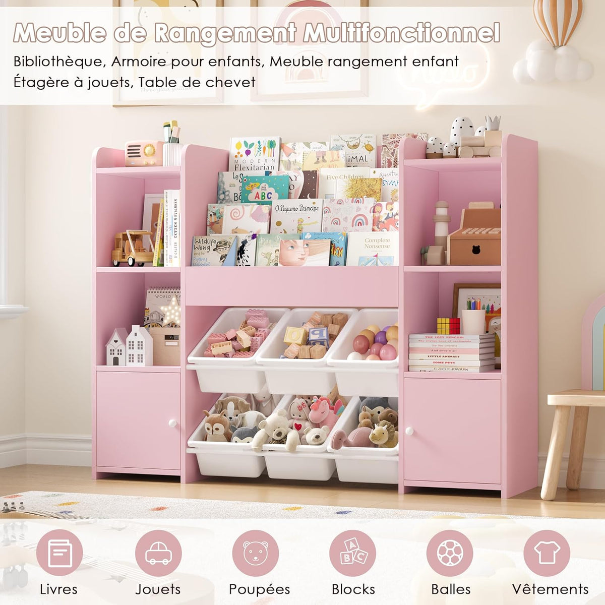 Meuble de rangement jouet enfant/bébé détail -Espace Enfant