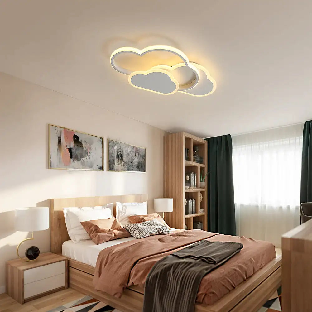Plafonnier nuage avec télécommande, lumière douce chambre bébé – Espace Enfant