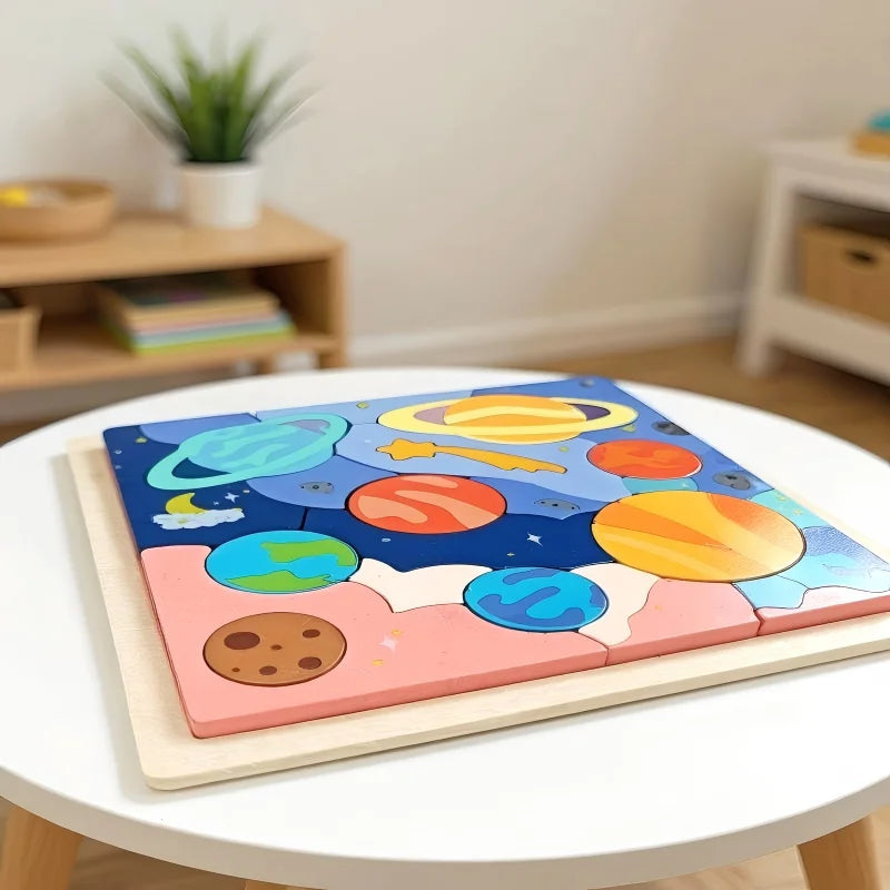 Puzzle Montessori en bois – Système solaire