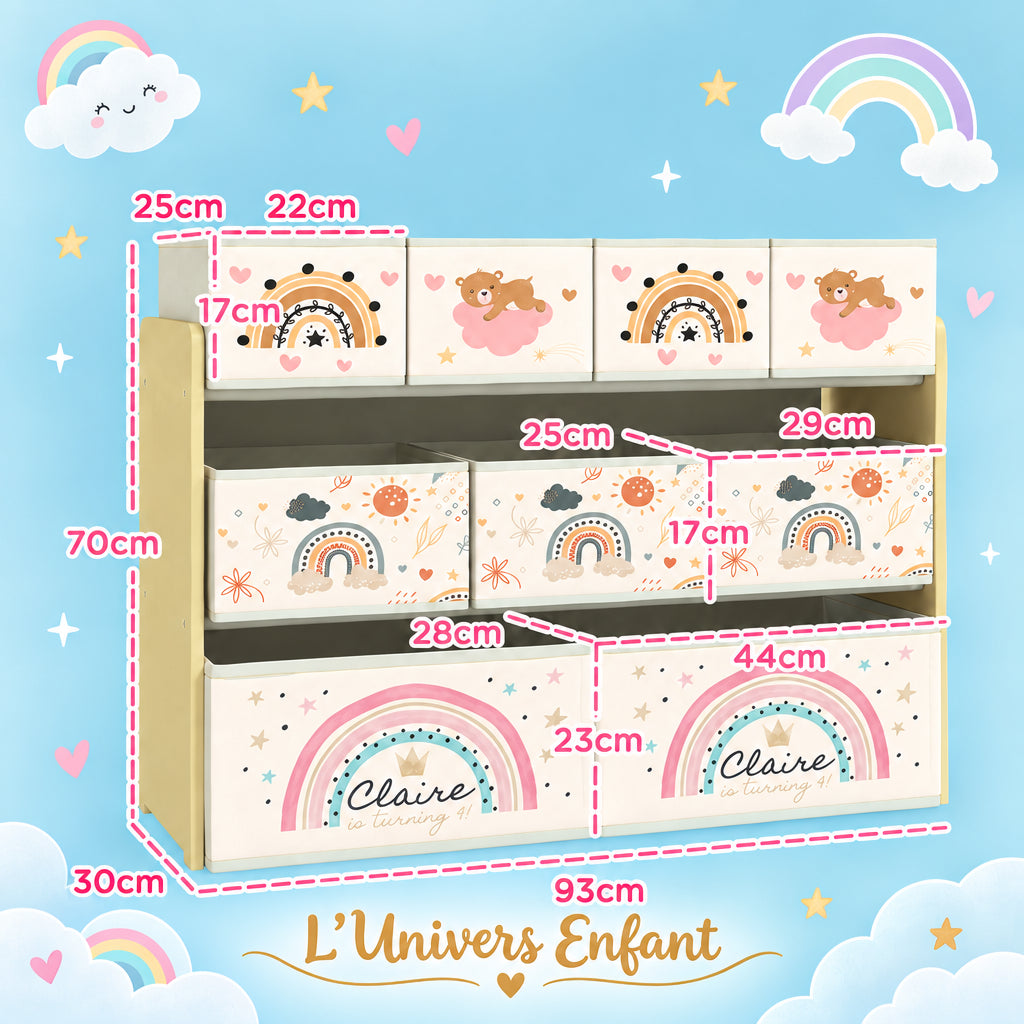 Meuble de rangement enfant – 9 paniers pour jouets