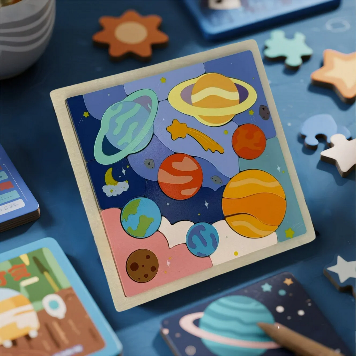 Puzzle Montessori en bois – Système solaire