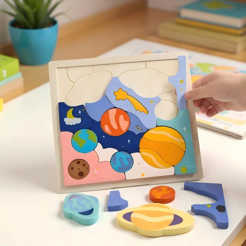 Puzzle Montessori en bois – Système solaire