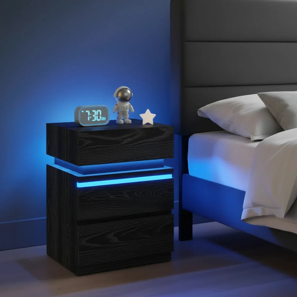Table de chevet noir LED couleur bleu - Espace Enfant