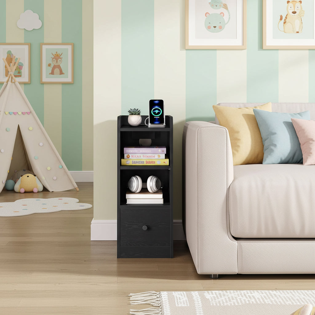 Table de chevet noir chambre enfant - espace-enfant