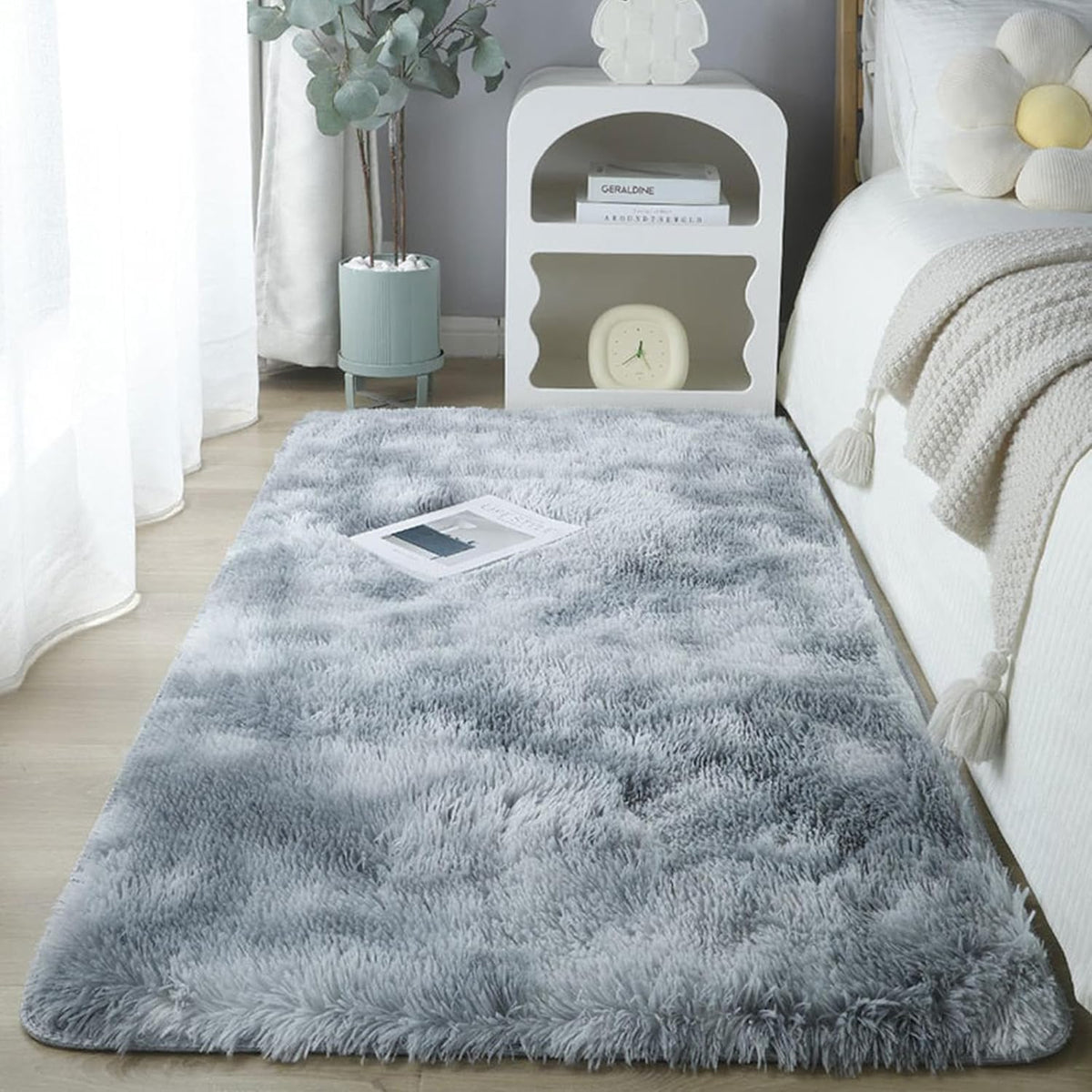 Tapis poil long gris chambre ado - Espace Enfant