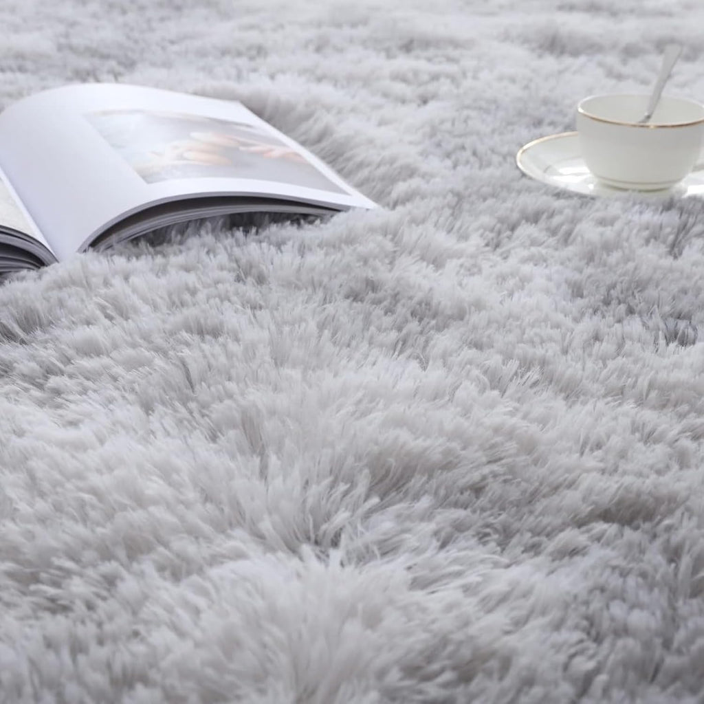 Tapis chambre poil long gris zoom - Espace Enfant