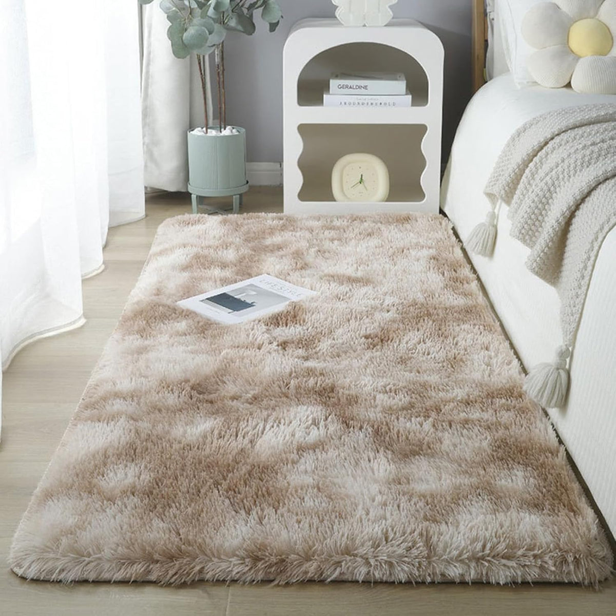 Tapis chambre poil long marron - Espace Enfant