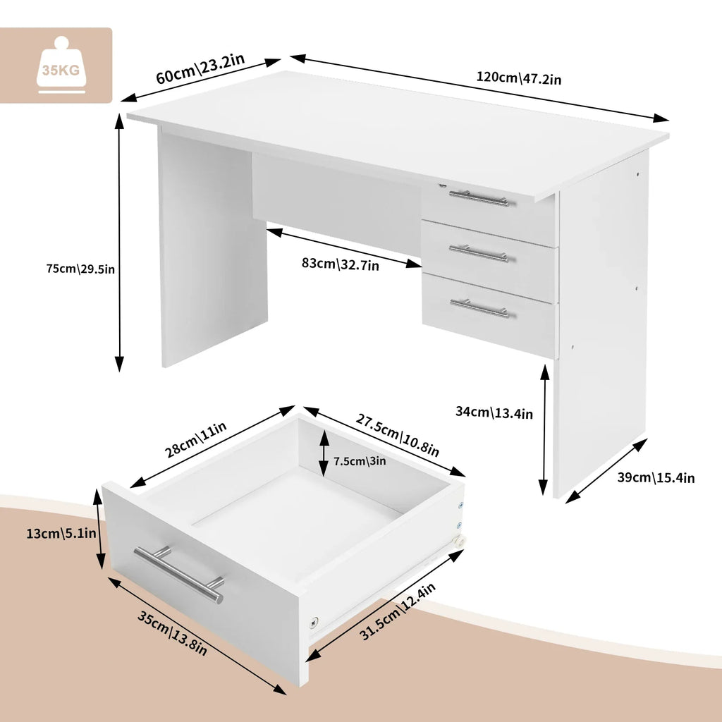 dimension bureau blanc - Espace Enfant