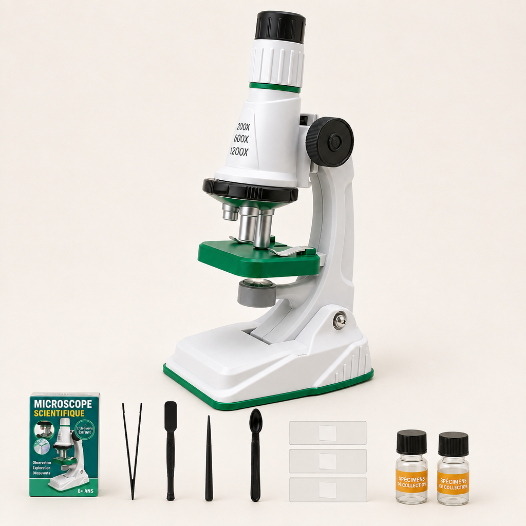 Microscope 1200x pour enfants avec texte en français