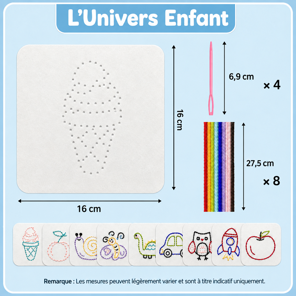 Jeu de laçage et couture pour enfants avec texte en français