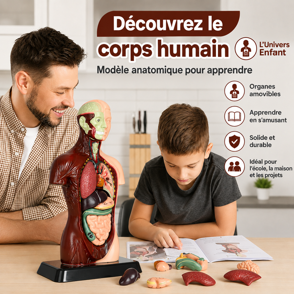 Modèle anatomique du corps humain avec texte en français