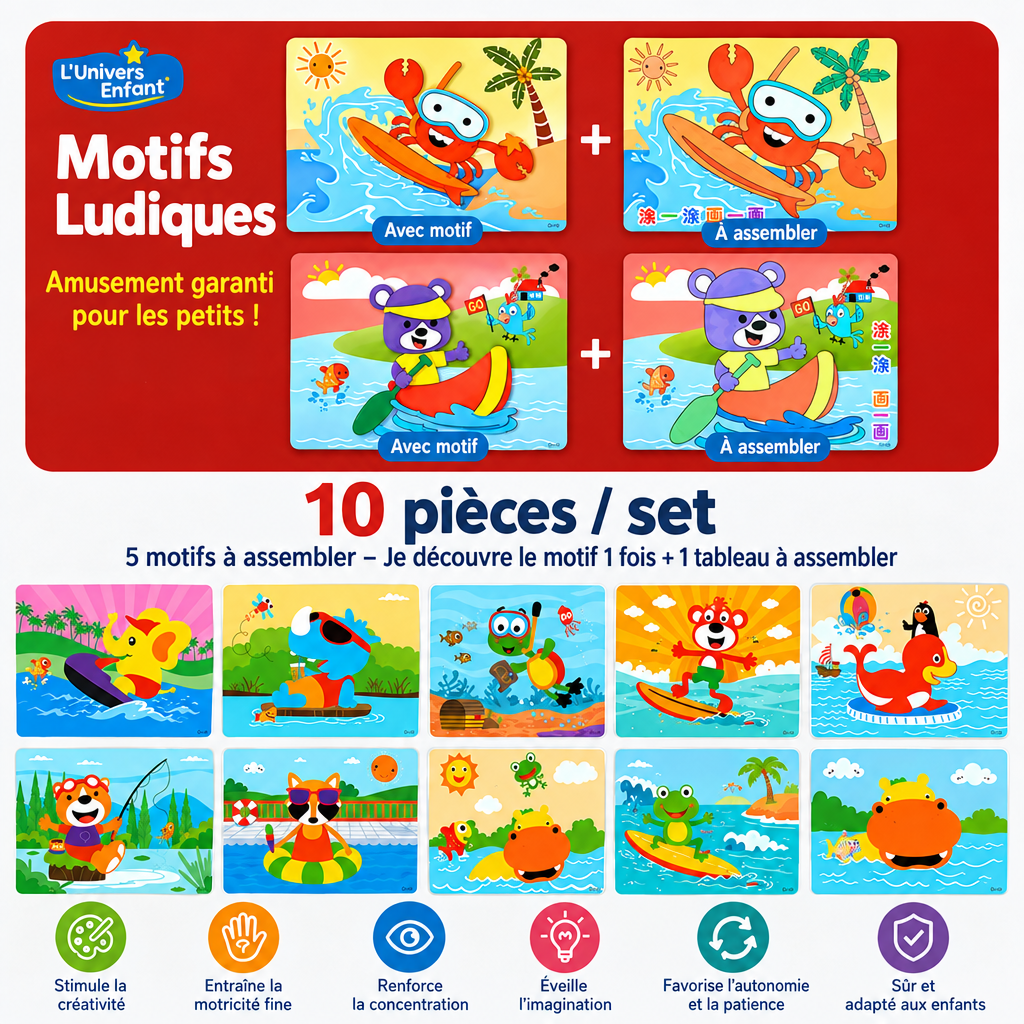 Kit créatif stickers 3D en mousse avec texte en français