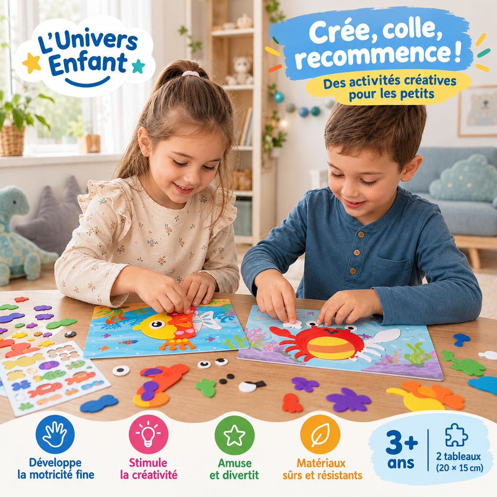 Kit créatif stickers 3D en mousse avec texte en français