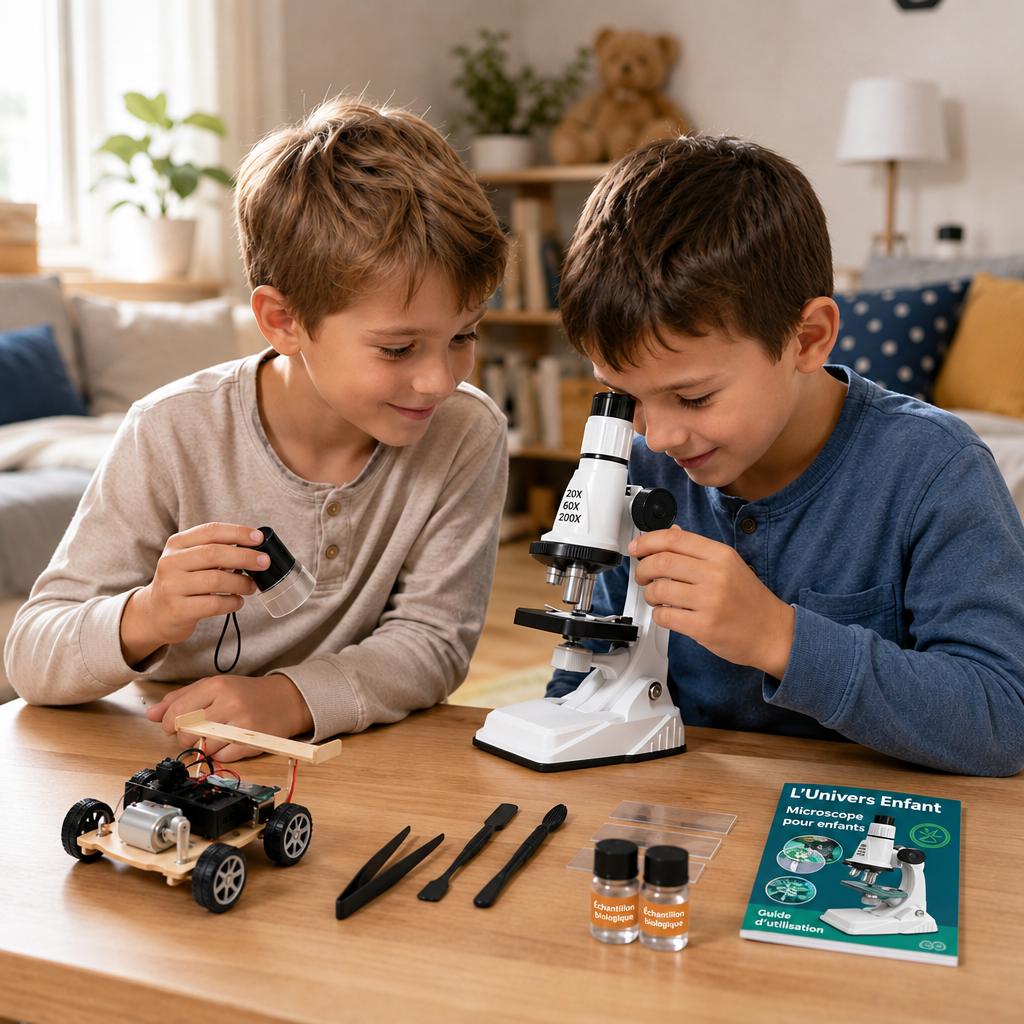 Microscope 1200x pour enfants avec texte en français