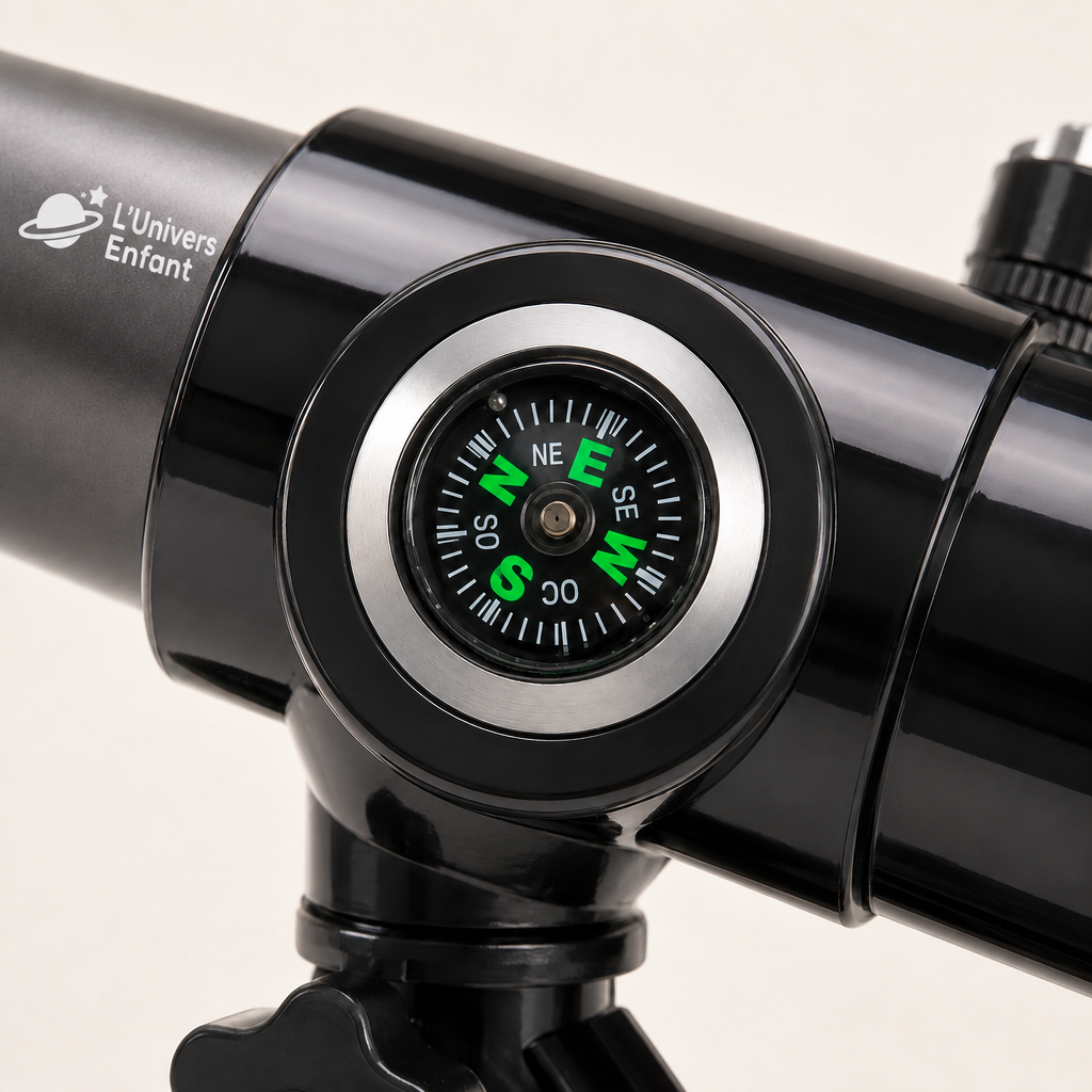 Télescope pour enfants avec trépied et texte en français
