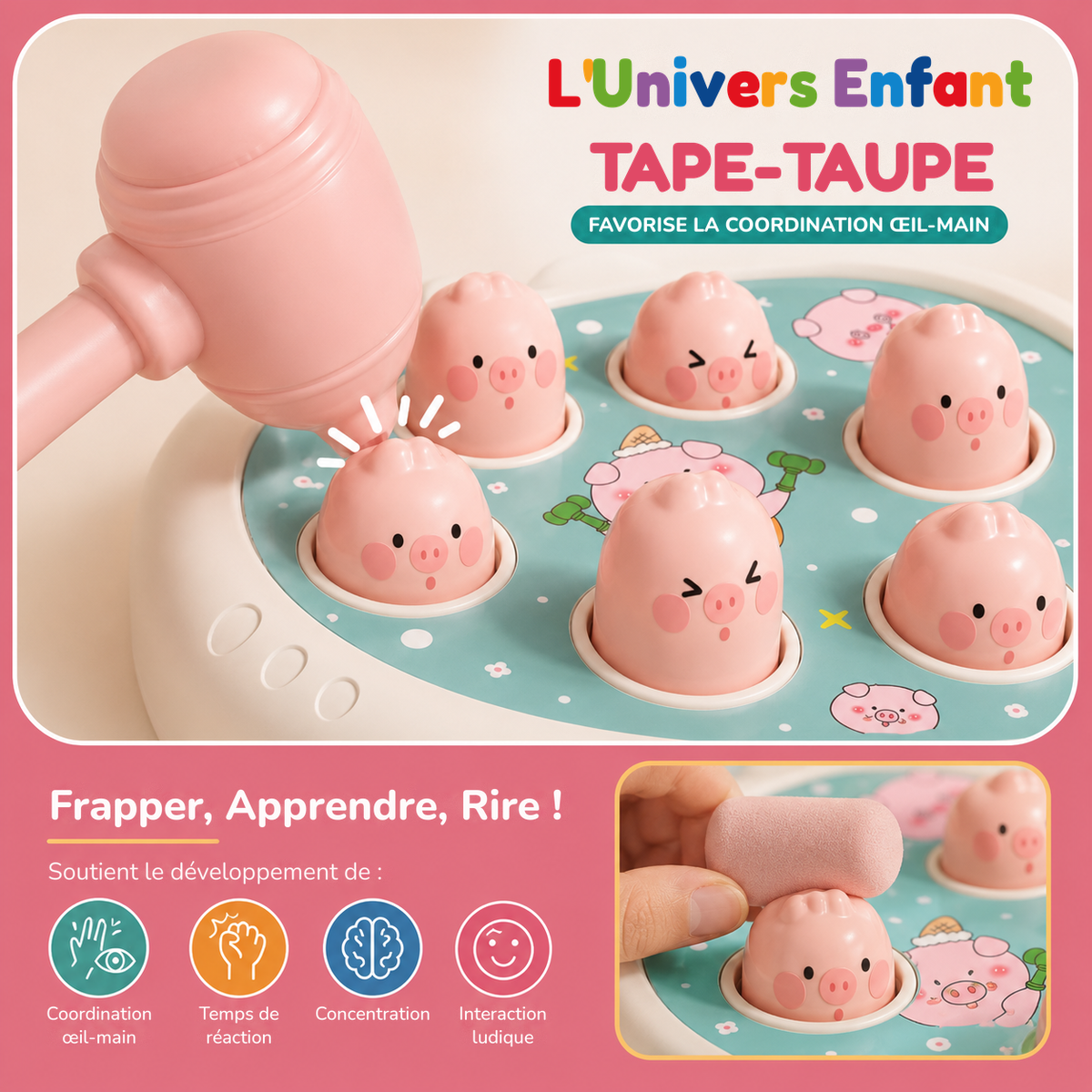 Jeu à taper Montessori avec marteau