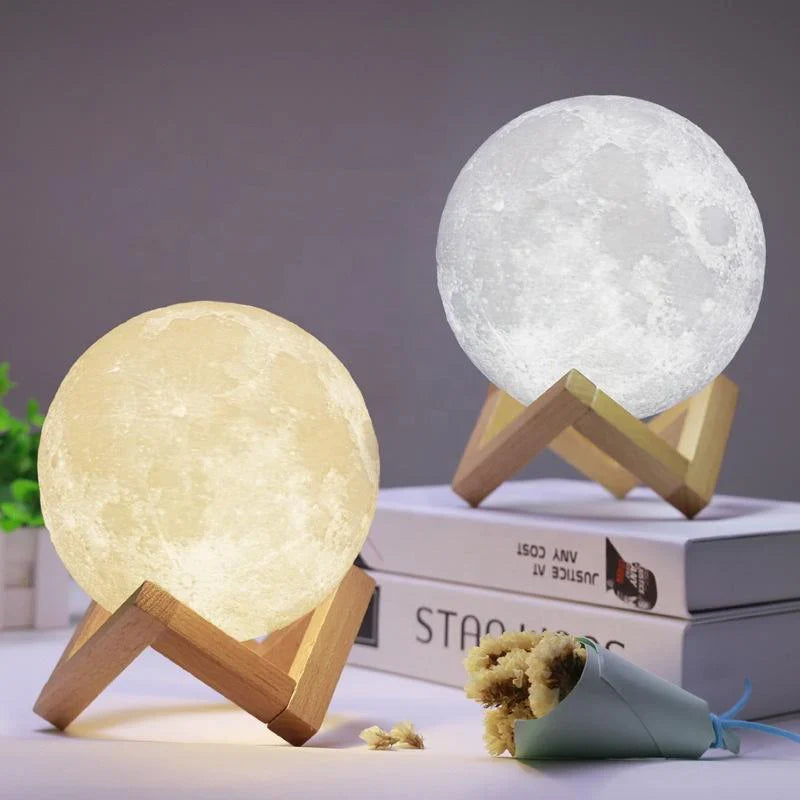 Duo veilleuse en forme de lune blanche et chaude enfant - Espace Enfant